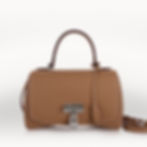 Sac à main Loquet 25 cm en cuir de taurillon marron Gold