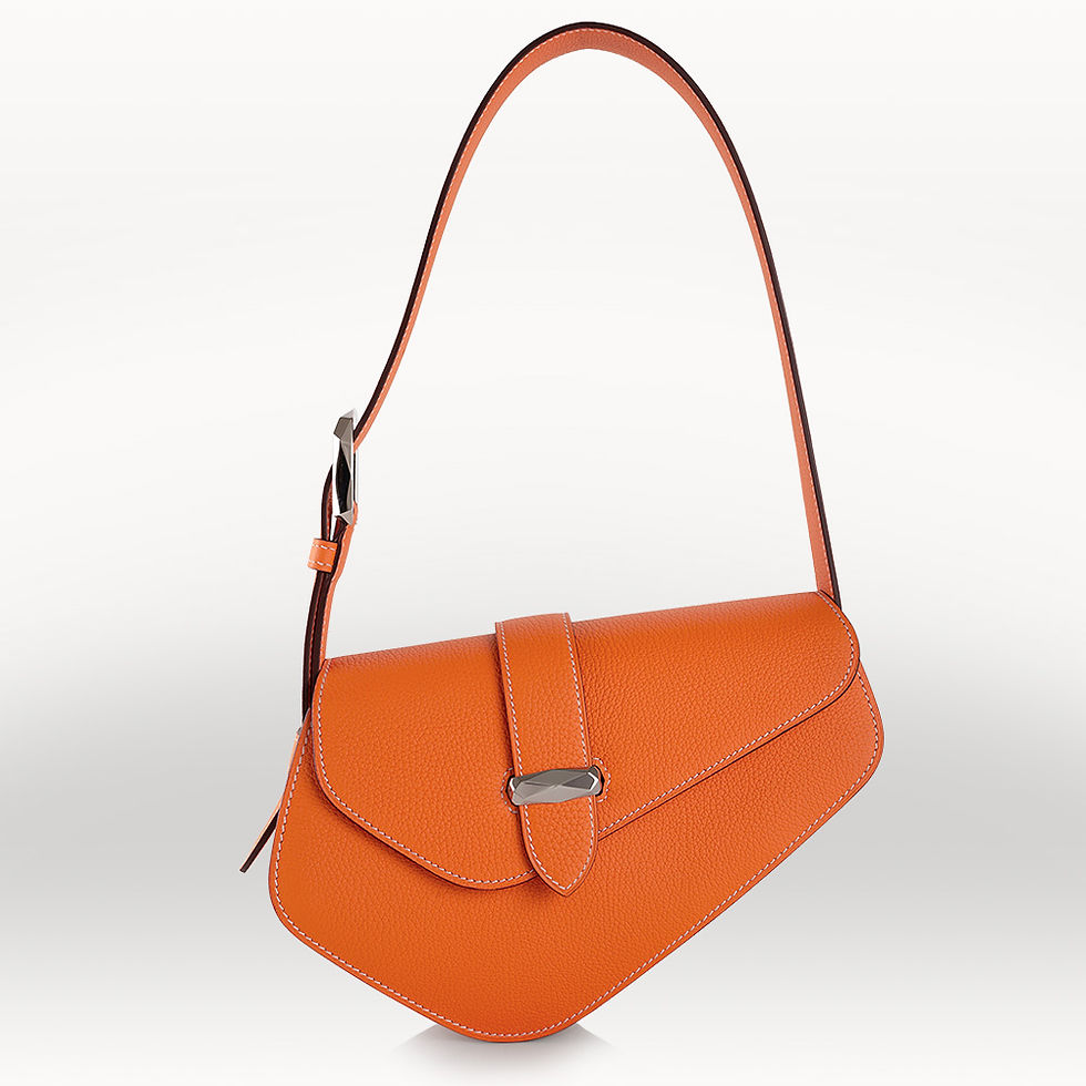 Sac à main Diamant Holster 27 cm fabriqué en France en cuir de taurillon Orange