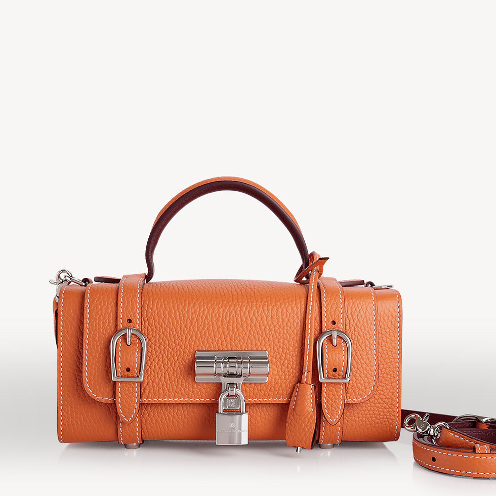 Sac à main Diligent 23 cm en cuir de taurillon Orange fabriqué en France