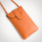 Orange bullcalf leather phone holder made in France