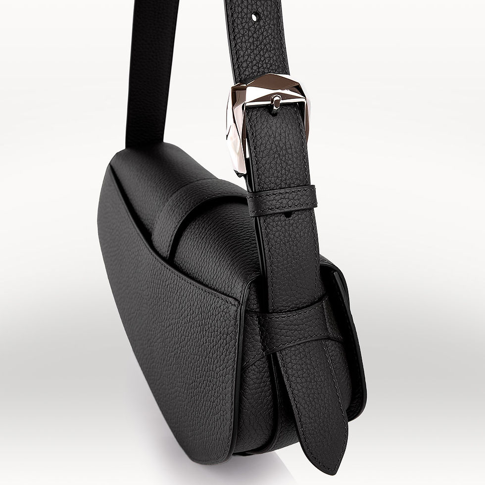 Miniature : French luxury shoulder bag made in black bullcalf leather