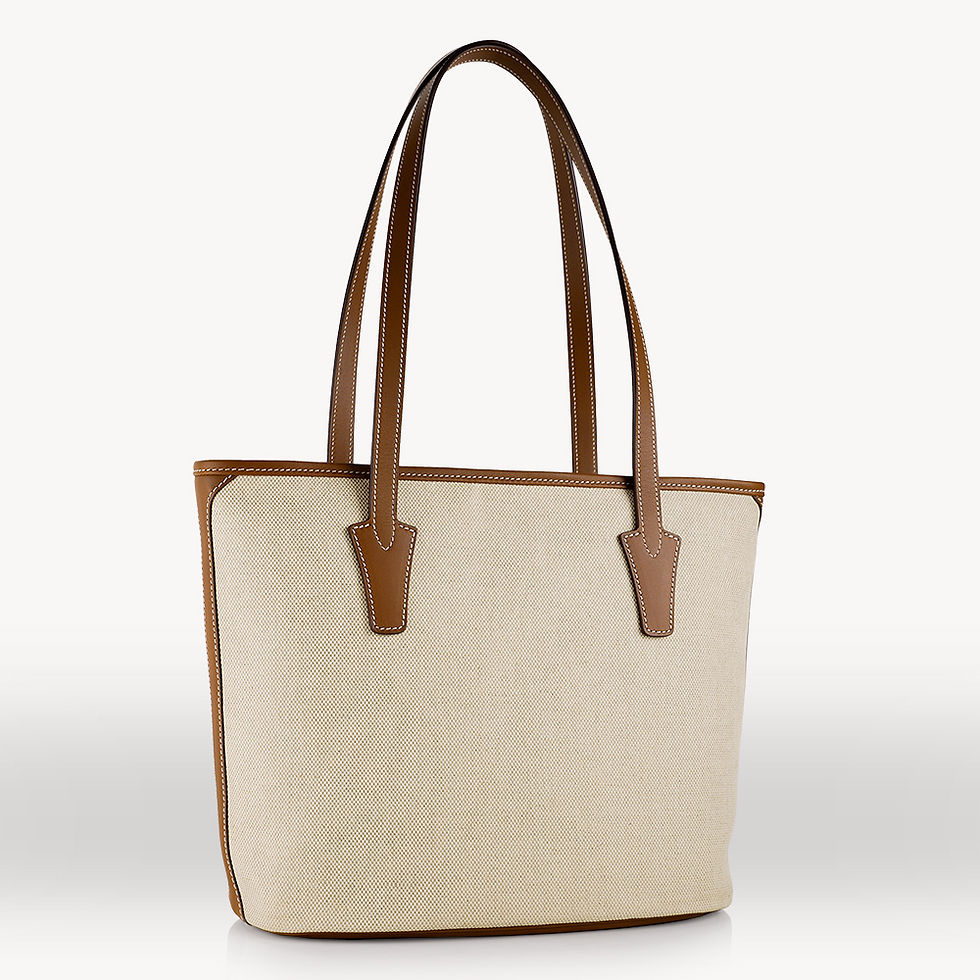Thumbnail: Sac cabas toile et cuir made in france