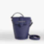 Blue bullcalf leather luxury french mini bucket bag