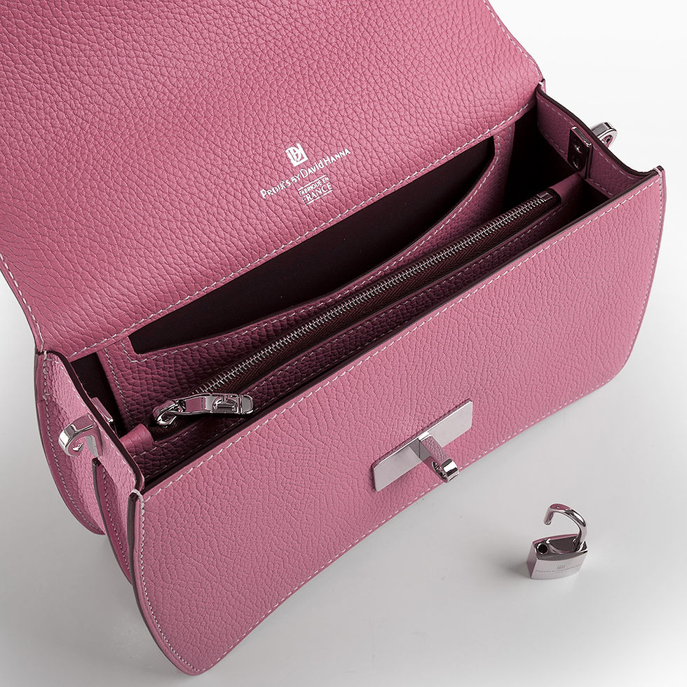 Miniature : Sac à main Loquet 25 cm en cuir de Taurillon rose Lilas