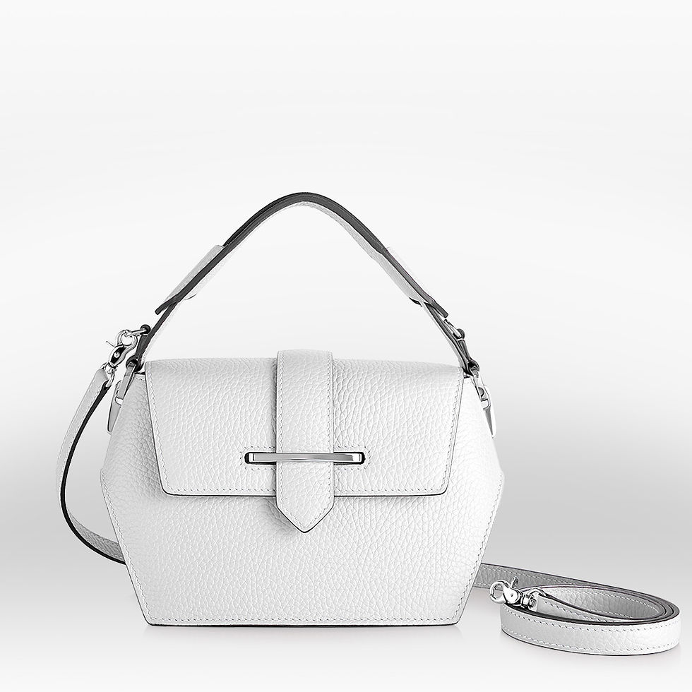 Sac à main Diamant 22 cm en cuir de taurillon blanc fabriqué en France