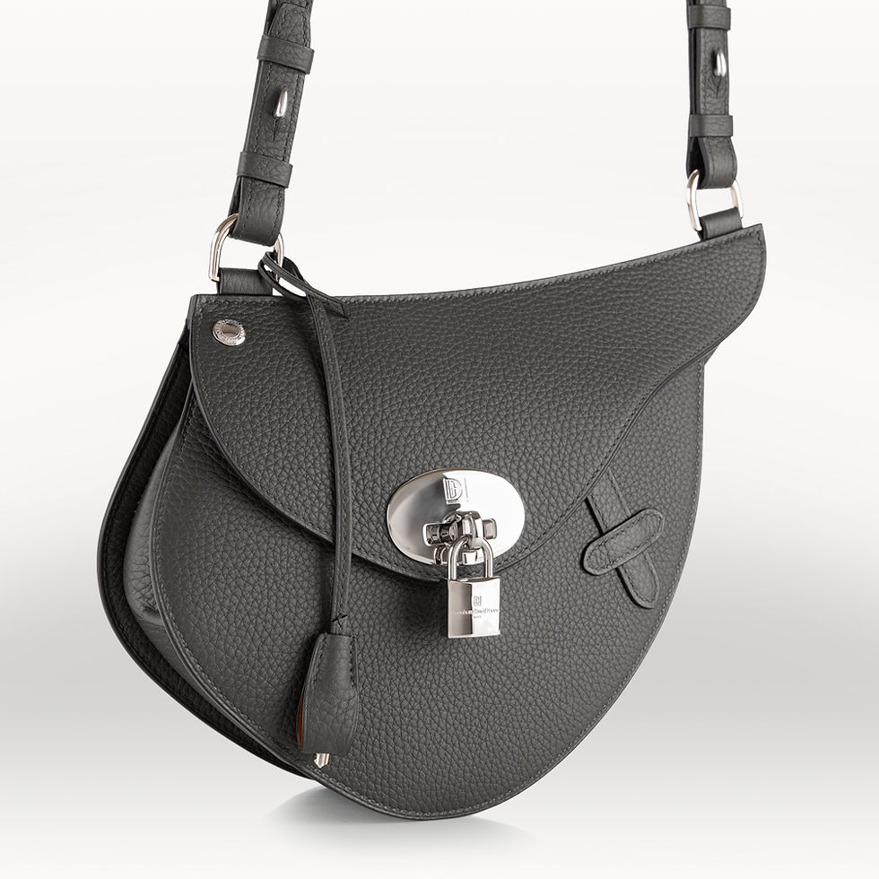 Sac à main crossbody en cuir de taurillon gris acier