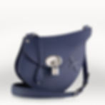 Crossbody bag made in France in blue taurillon leather
