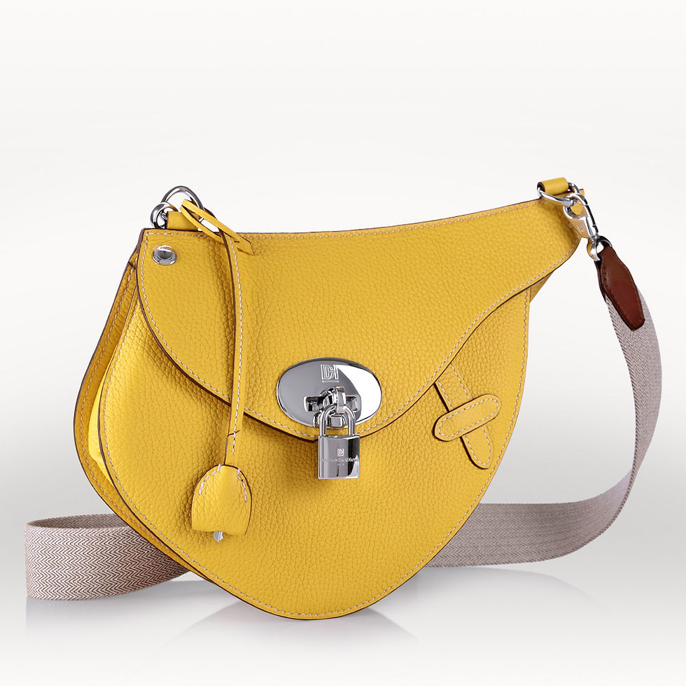 Thumbnail: Crossbody bag made in France in yellow taurillon leather
