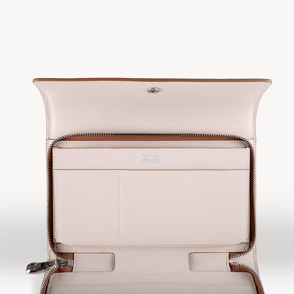 Miniature : Ivory white calf leather french luxury wallet