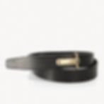 Black saddler leather belt with golden buckle made in France