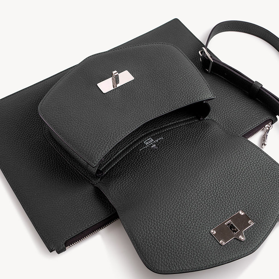 Thumbnail: Black bullcalf leather luxury french portfolio bag