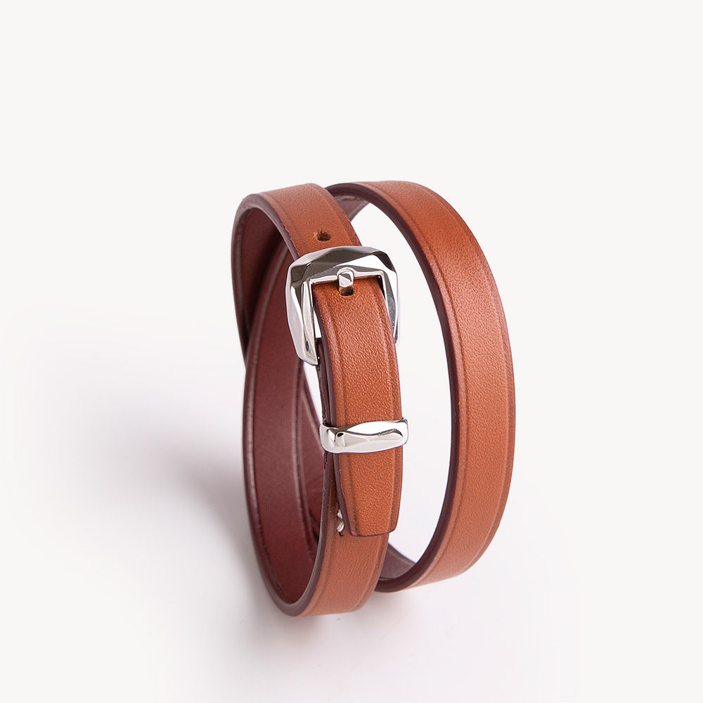 Gold calf leather luxury french bracelet