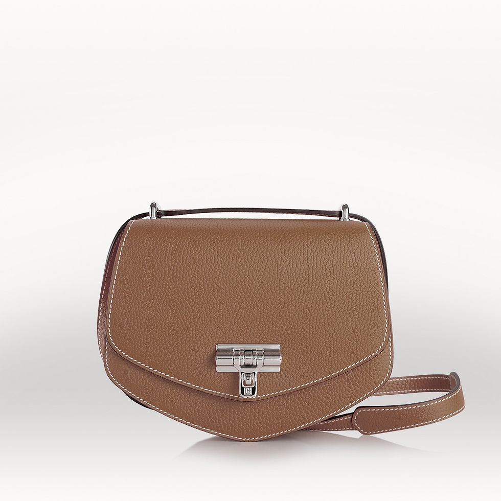 Sac à main crossbody en cuir de taurillon marron Gold