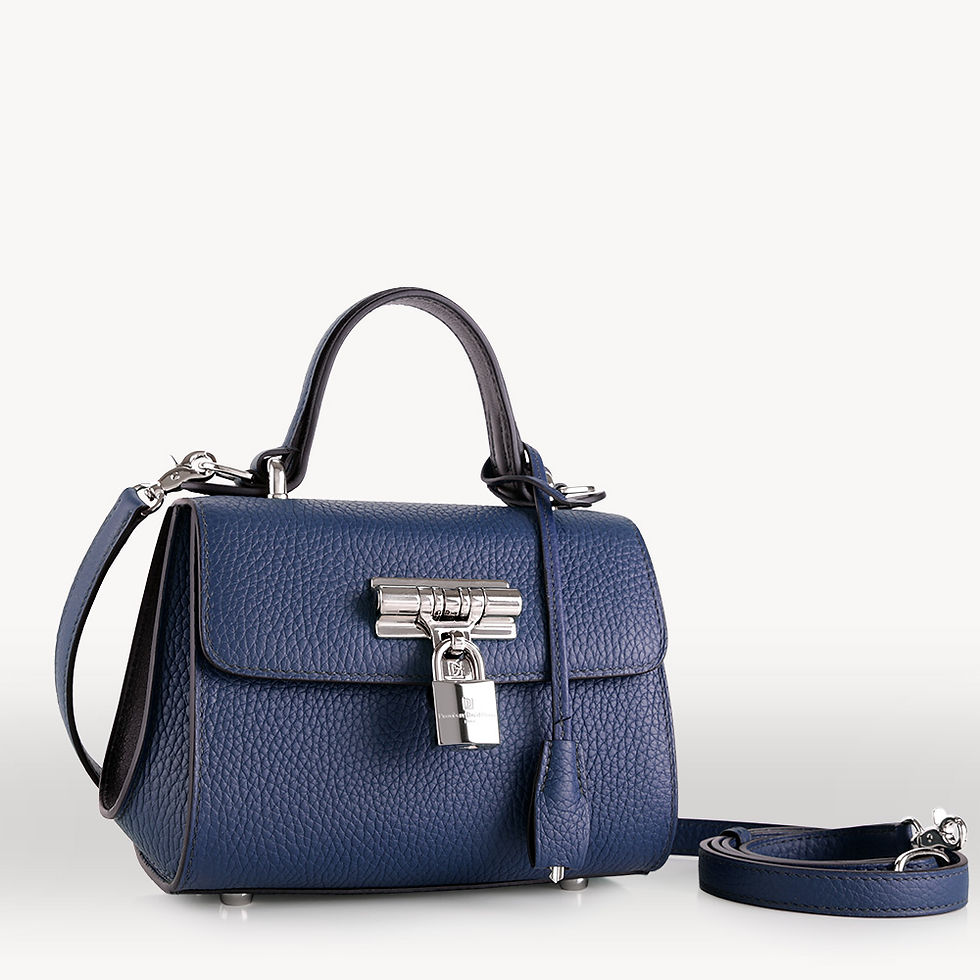 Sac à main Intrépide 21 cm en cuir de taurillon bleu Outremer