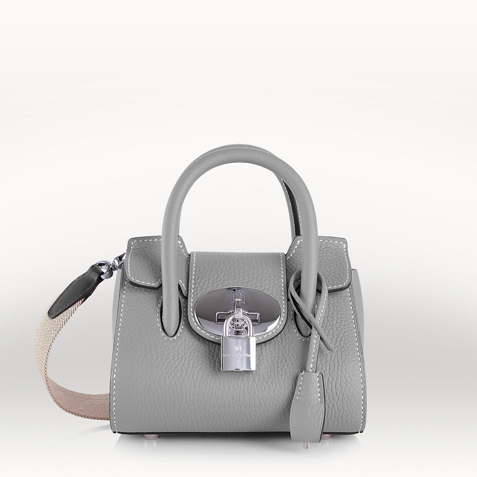 Thumbnail: Sac à main fabriqué en France en cuir de taurillon gris souris