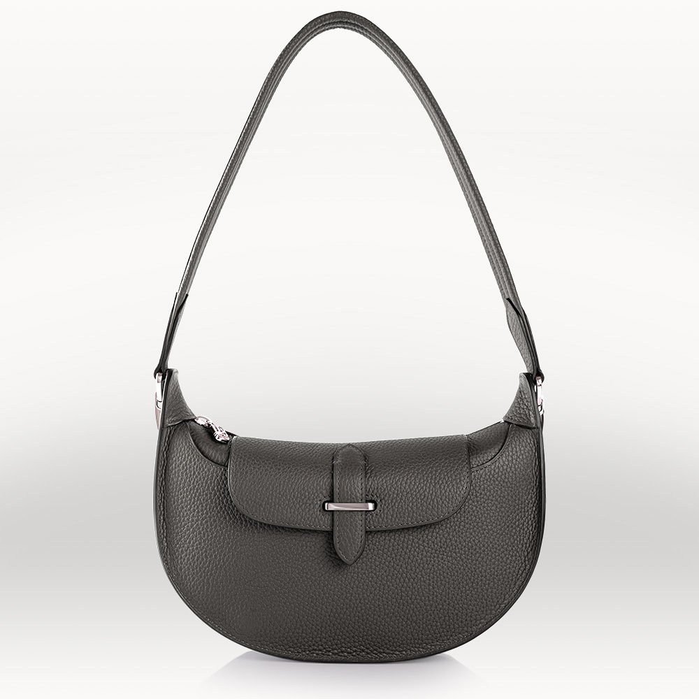 Equinoxe hobo bag made in France in grey bullcalf leather