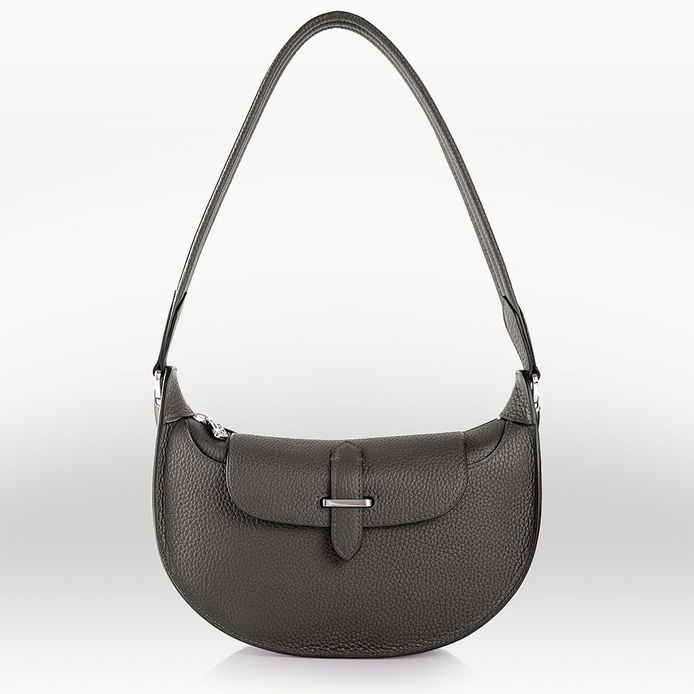 Equinoxe hobo bag made in France in grey bullcalf leather
