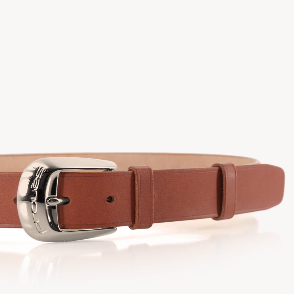 Burgundy saddler leather belt with palladium plated buckle made in France