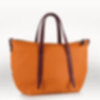 Sac de ville extensible Brides 40 ou 52 cm en cuir de taurillon Orange et anses en cuir de veau Madère