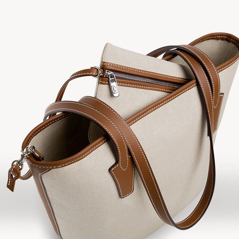 Thumbnail: Sac cabas toile et cuir made in france