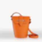 Orange bullcalf leather luxury french mini bucket bag