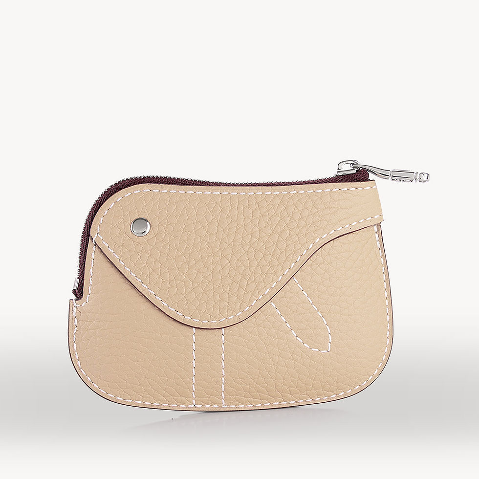 Thumbnail: Coin purse made in France in Beige taurillon leather