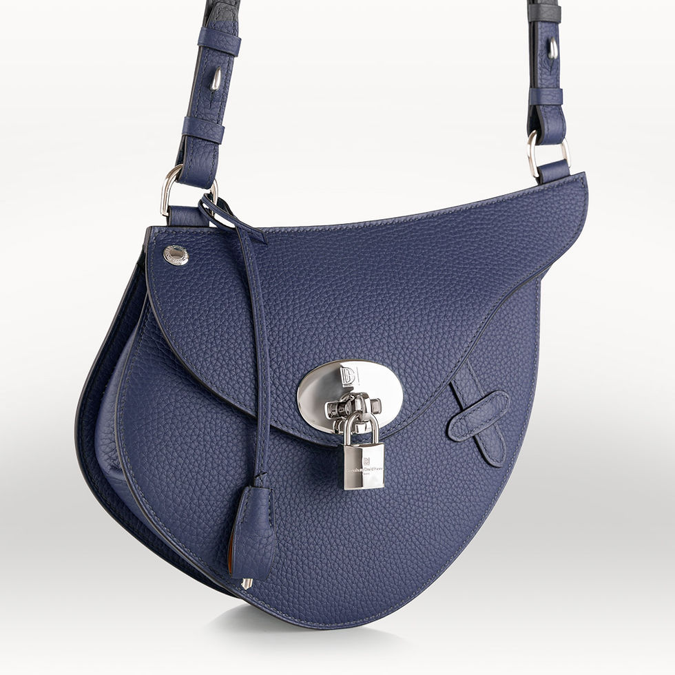 Sac à main crossbody en cuir de taurillon bleu outremer