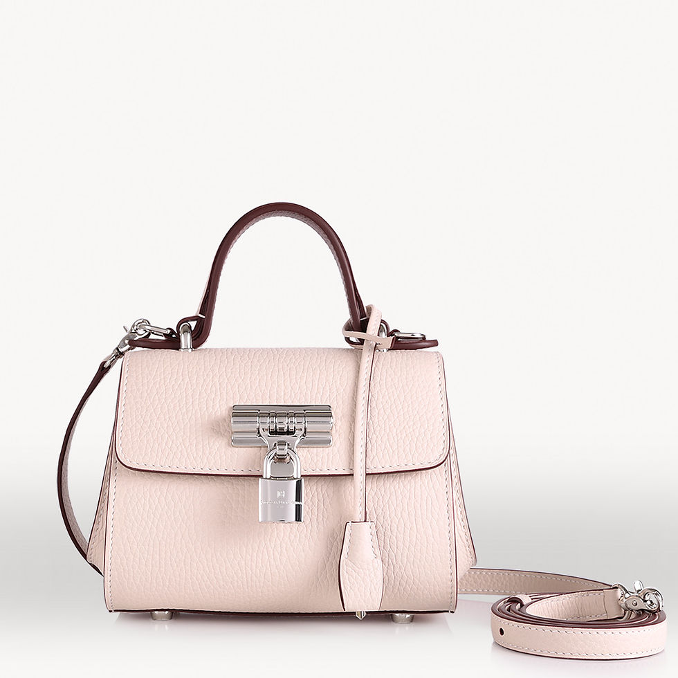 Sac à main Intrépide 21 cm en cuir de taurillon beige Poudre