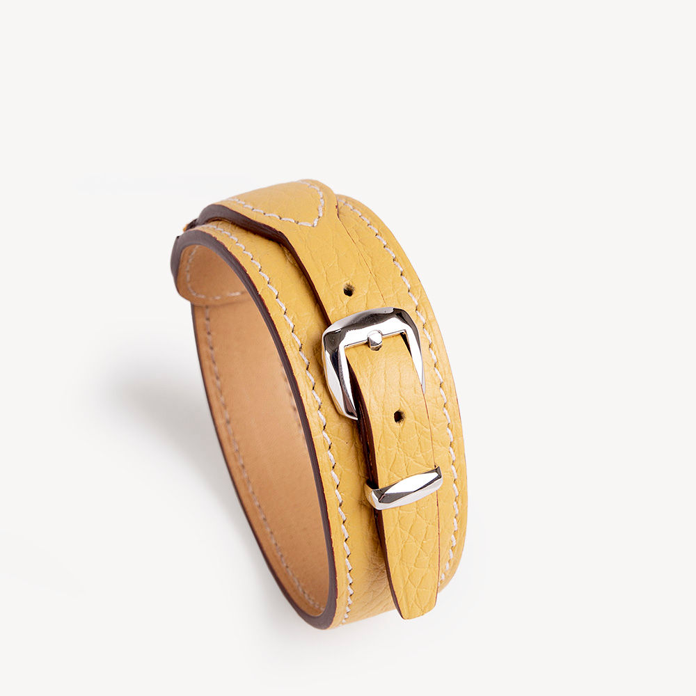 Yellow bullcalf leather luxury french bracelet