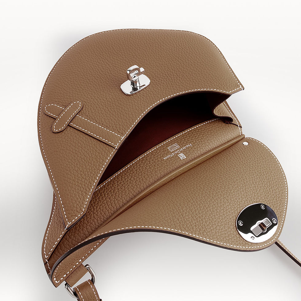 Miniature : Crossbody bag made in France in gold taurillon leather