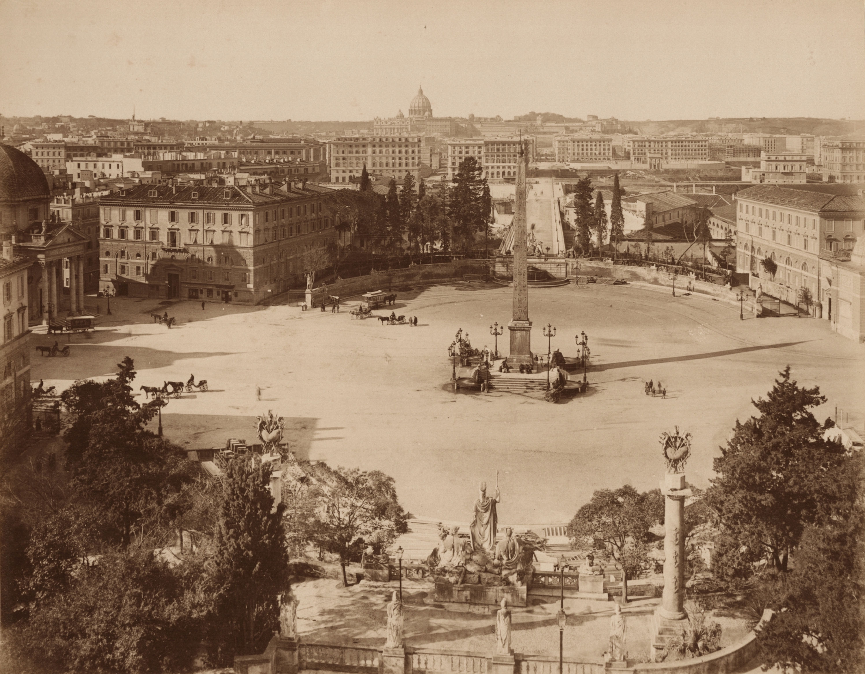 Fratelli ALINARI, Piazza del Popolo, Roma,  Italie c. 1870