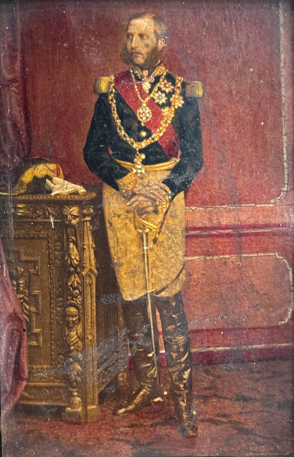 Miniature : Portrait en pied de Philippe, Comte de Flandre  circa 1860