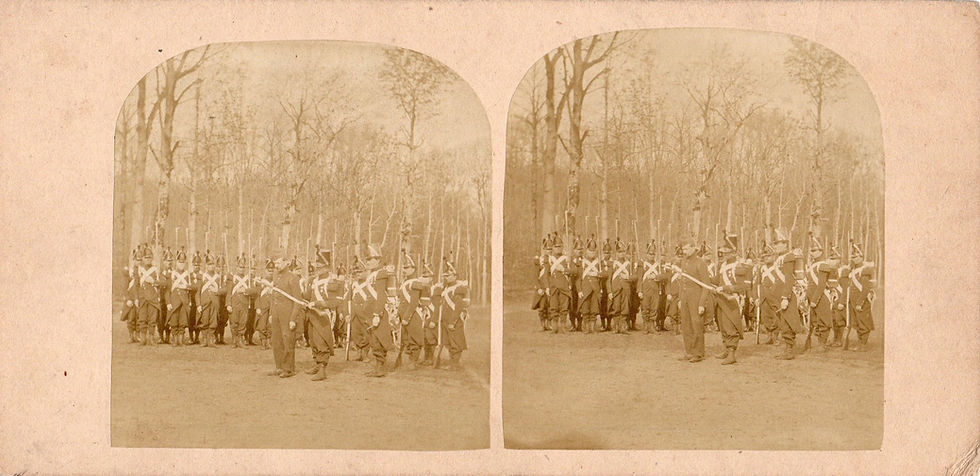 Miniature : Camp de Chalons Carte stéréo  "Régiment de la Garde Impériale"  circa 1857