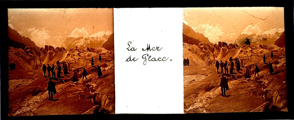 Thumbnail: Visionneuse et 3 plaques stéréo sur  les Glaciers de Chamonix