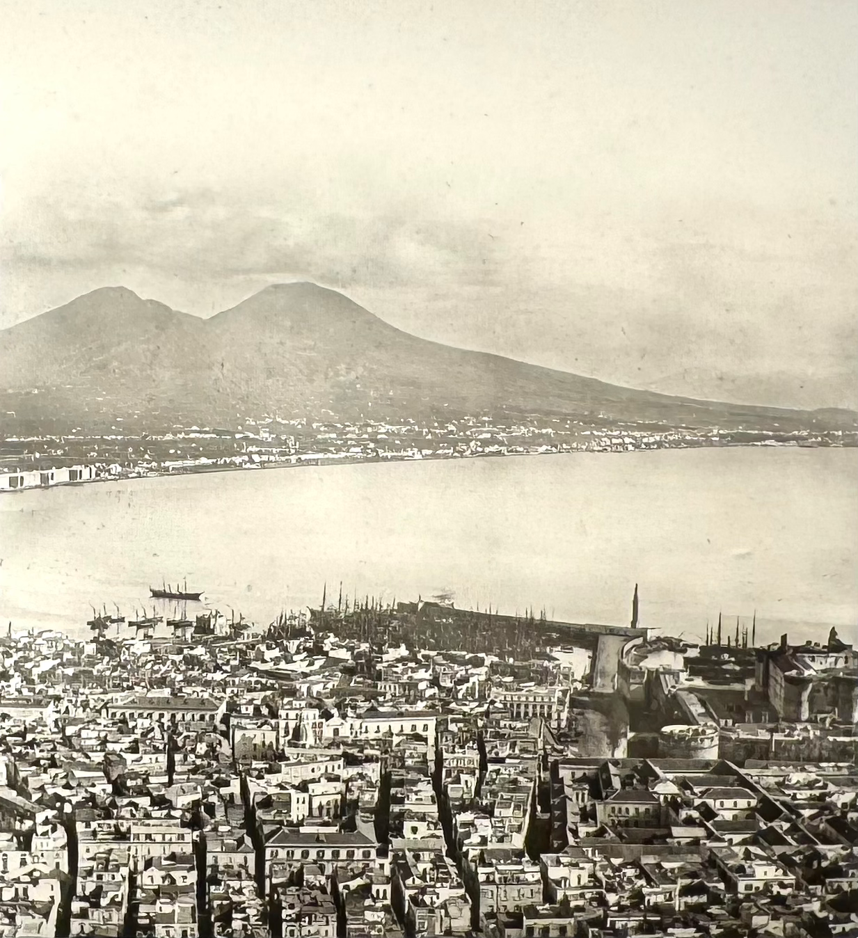 Ferrier et Soulier Plaque de verre stéréo "Panorama de Naples" c. 1875