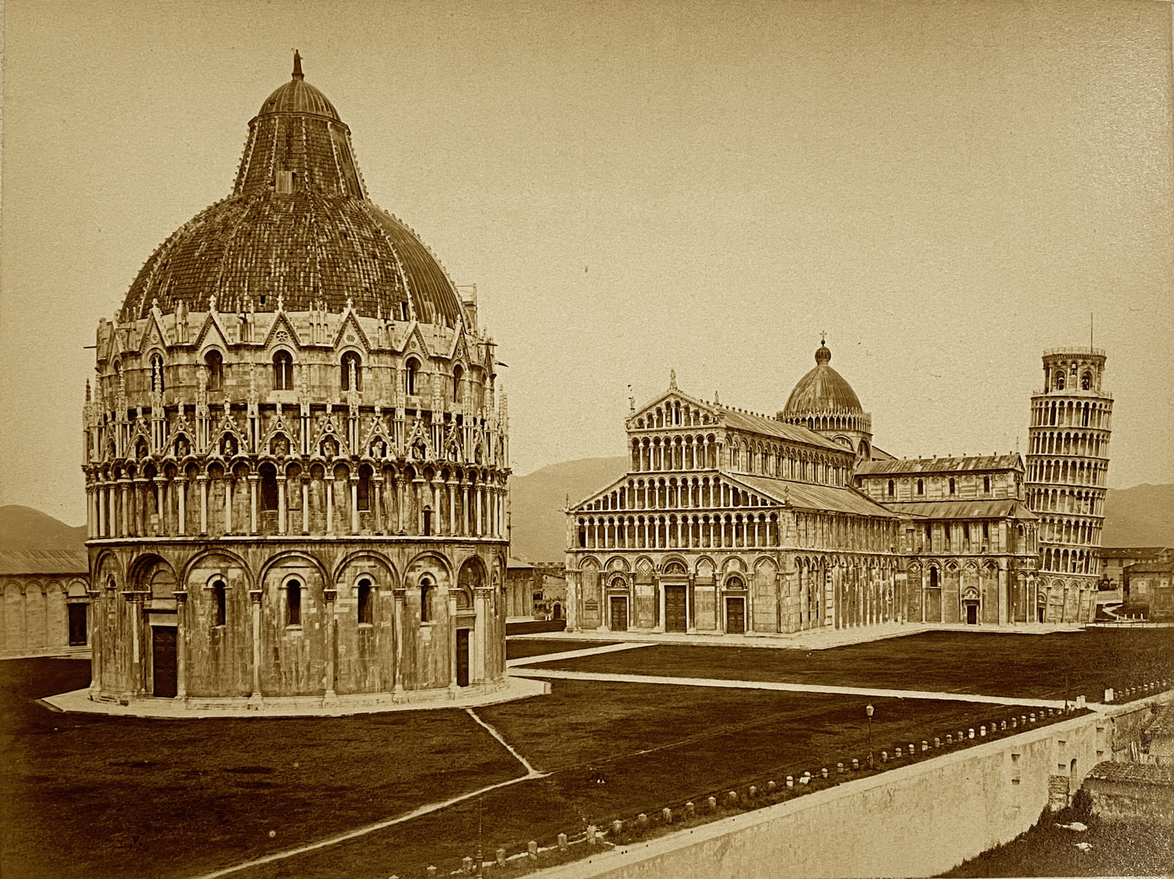 Fratelli ALINARI, Baptistery, Cathedral and Tower, Italy c. 1870