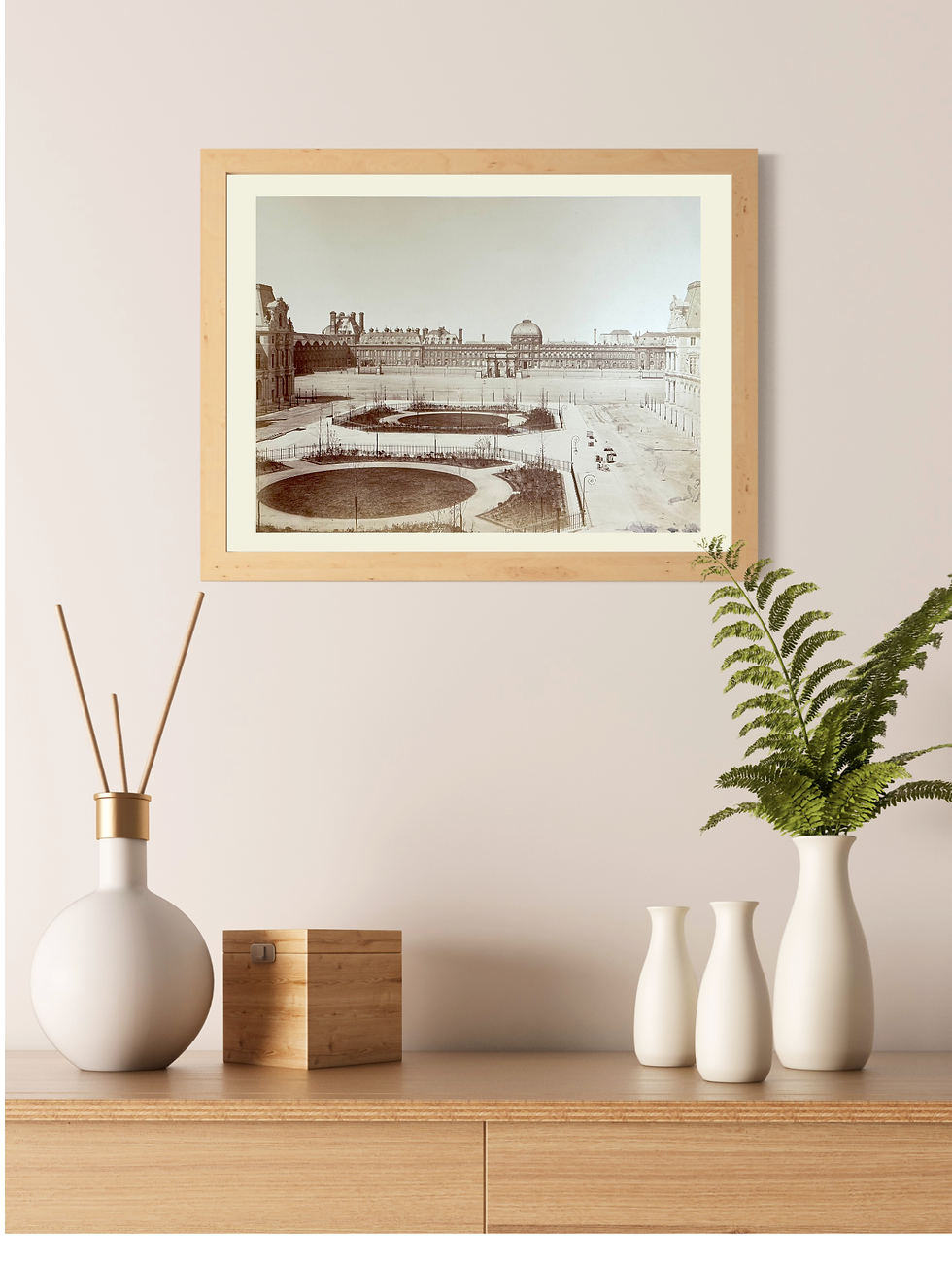 Miniature : Edouard BALDUS (1813-1889), Palais des Tuileries, signé, circa 1860