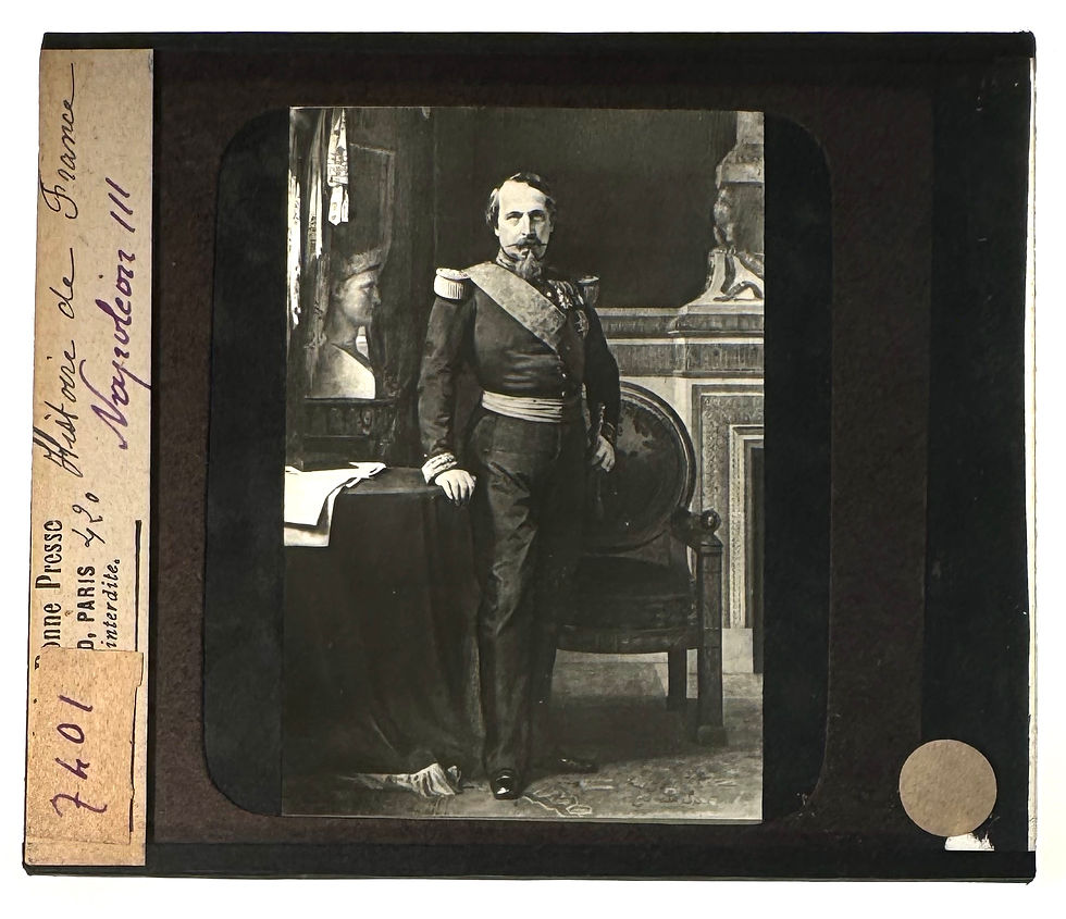 Miniature : Portrait de Napoléon III , Plaque de verre c. 1900