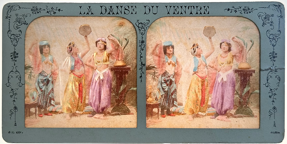 Miniature : Scènes d'Orient, La danse du ventre. Coffret de 6 vues stéréo french tissues