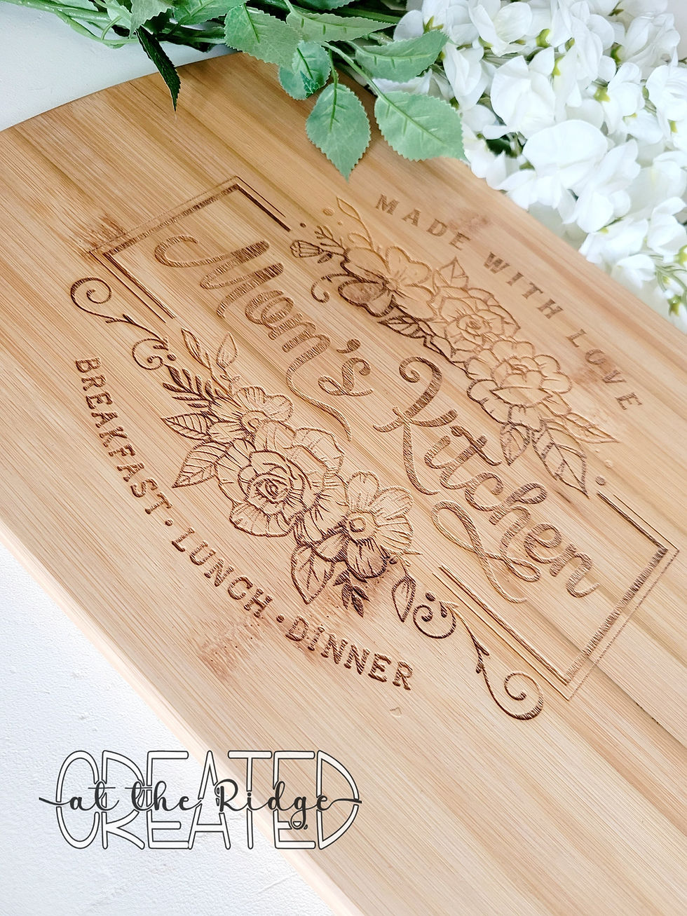 Thumbnail: Floral Engraved Cutting Board/Tablet/Phone Stand