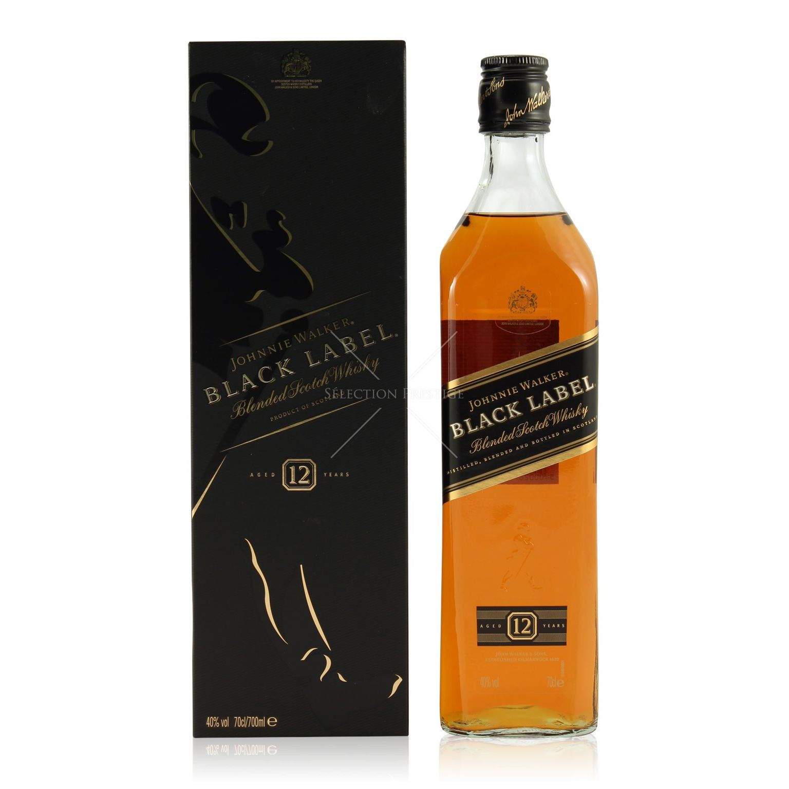 Johnnie Walker Black Label 12 YO Whiskey bottle with box