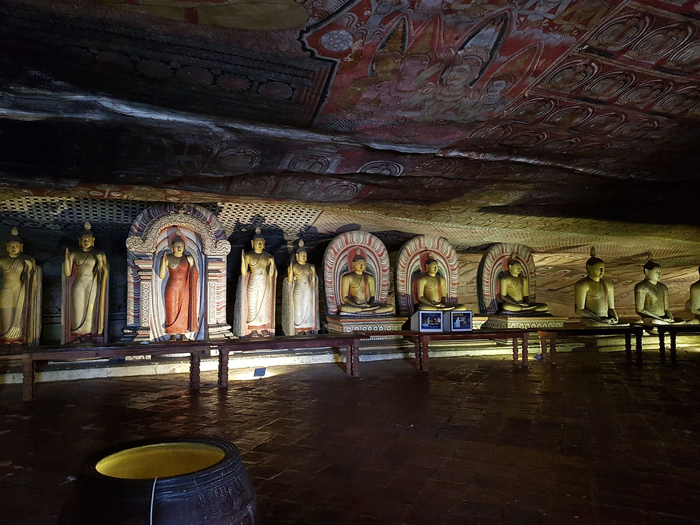 Statues of Buddha in the Dambulla Cave Temple