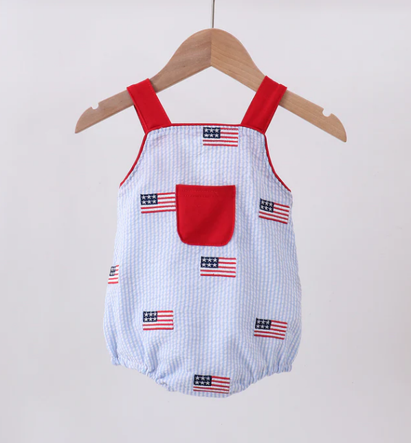 Blue Flag Embroidered Bubble