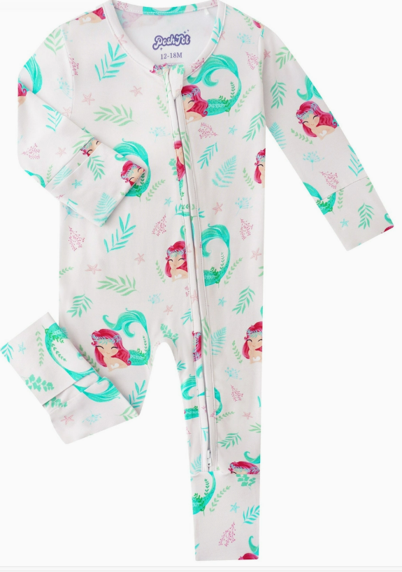 Mermaid Bamboo Baby Convertible Zippy Romper