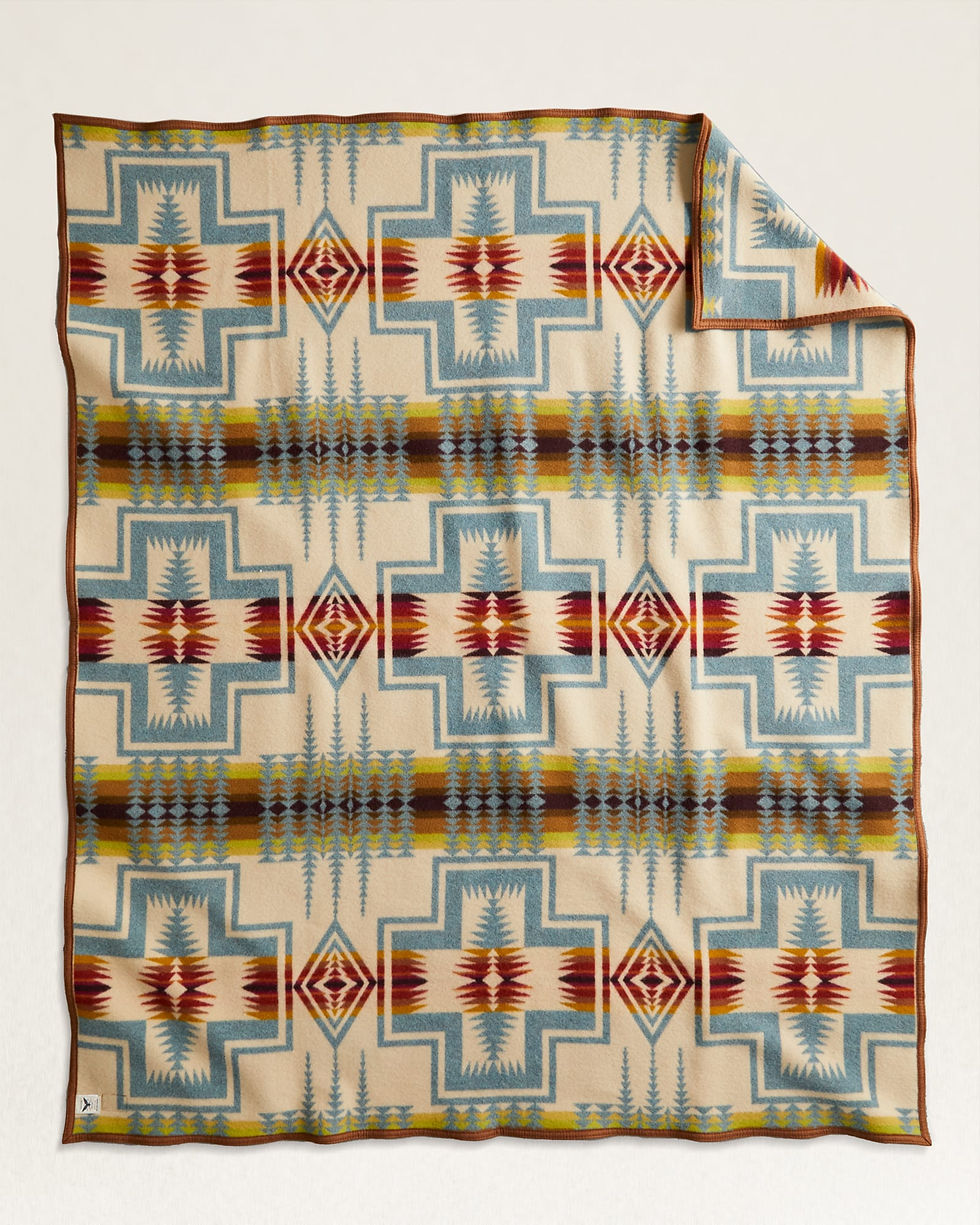 Miniatyrbild: Pendleton pläd i färgen "Harding Jaquard Blanket" beige baksida produktbild