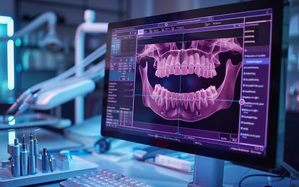 a-dental-office-showcases-a-high-tech-setup-with-a-computer-displaying-detailed-x-ray-imag