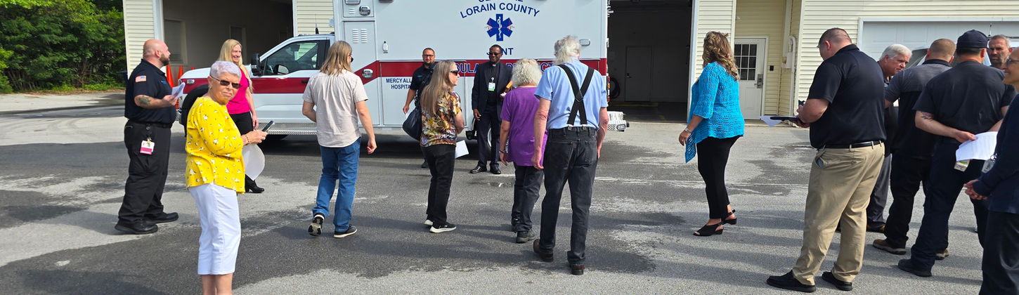 Group touring Central Lancaster County EMS ambulance