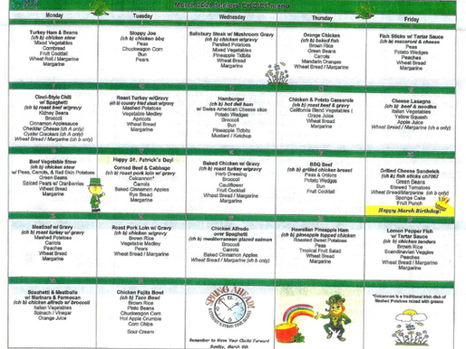 Seniors' CHOICE Menu - March
