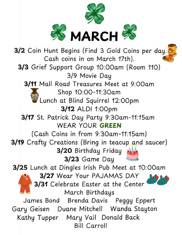 Senior Center Events - March