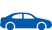 Blue car silhouette on black background, representing travel and transportation.